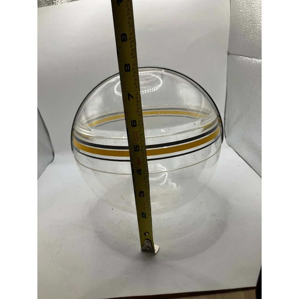 Vintage Clear Acrylic Ice Bucket‎ with Lid Gold and Black Stripe MCM Barware